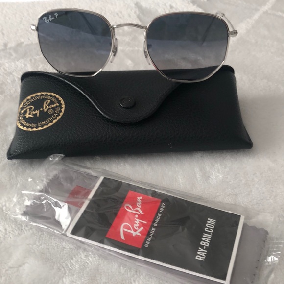 Ray Ban hexagonal polarized sunglasses.